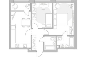 Планировка двухкомнатной(квартира) площадью 60.07 квадратных метров в “ЖК Мневники от Гранель”