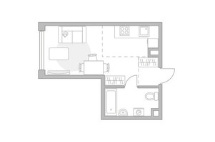 Планировка студии(квартира) площадью 28.19 квадратных метров в “ЖК Мневники от Гранель”