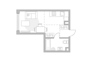 Планировка студии(квартира) площадью 28.19 квадратных метров в ЖК “ЖК Мневники от Гранель”
