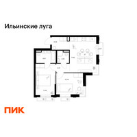 Планировка двухкомнатной(квартира) площадью 53.9 квадратных метров в “ЖК Ильинские луга”