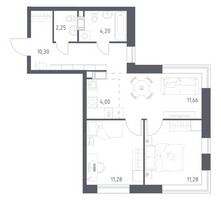 Планировка двухкомнатной(квартира) площадью 54.97 квадратных метров в “ЖК Цветочные Поляны”