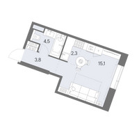 Планировка студии(квартира) площадью 25.7 квадратных метров в “ЖК Родина Переделкино”