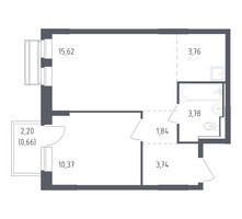 Планировка однокомнатной(квартира) площадью 39.77 квадратных метров в “ЖК Рублевский Квартал”