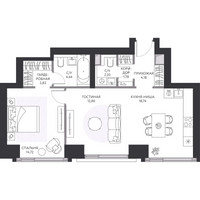 Планировка двухкомнатной(квартира) площадью 62.3 квадратных метров в “ЖК Hide (Хайд)”