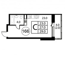 Планировка студии(квартира) площадью 29 квадратных метров в “ЖК Космос”