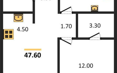 Планировка однокомнатной(квартира) площадью 46.9 квадратных метров в ЖК “ЖК SHIFT (Шифт)”