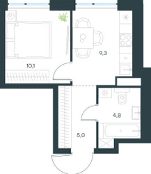 Планировка однокомнатной(квартира) площадью 29.2 квадратных метров в ЖК “ЖК Level Мичуринский”