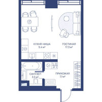 Планировка студии(квартира) площадью 33.3 квадратных метров в “ЖК Свет”