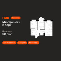Планировка двухкомнатной(квартира) площадью 50.3 квадратных метров в “ЖК Мичуринский Парк”