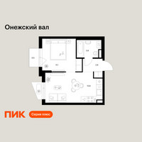 Планировка однокомнатной(квартира) площадью 34.1 квадратных метров в “ЖК Онежский вал”