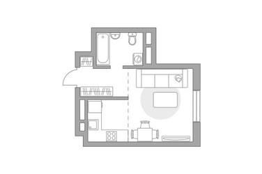 Планировка студии(квартира) площадью 28.79 квадратных метров в ЖК “ЖК Живописный”
