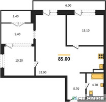 Планировка двухкомнатной(квартира) площадью 85 квадратных метров в “ЖК МОНС”