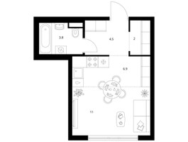 Планировка студии(квартира) площадью 28.2 квадратных метров в “ЖК Кавказский бульвар 51”