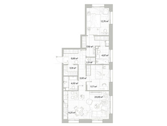 Планировка двухкомнатной(квартира) площадью 82.26 квадратных метров в ЖК “Архитектурный проект Мыс”