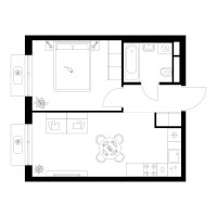 Планировка однокомнатной(квартира) площадью 36.5 квадратных метров в “Квартал Мит”