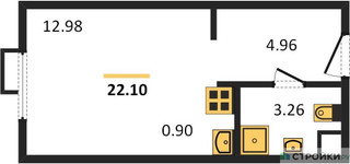 Планировка студии(апартаменты) площадью 22.1 квадратных метров в “ЖК N’ICE LOFT (Найс Лофт)”