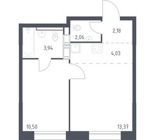 Планировка однокомнатной(квартира) площадью 36.08 квадратных метров в “ЖК Цветочные Поляны”