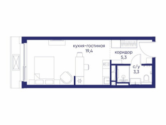 Планировка студии(квартира) площадью 28.02 квадратных метров в ЖК “ЖК Остров”
