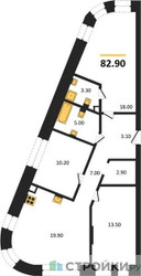 Планировка трехкомнатной(квартира) площадью 82.9 квадратных метров в ЖК “ЖК Shagal (Шагал)”