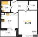 Планировка однокомнатной(квартира) площадью 41.7 квадратных метров в “ЖК Малиново”