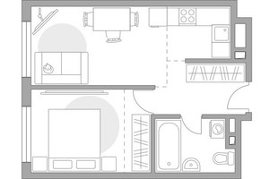 Планировка двухкомнатной(квартира) площадью 41.07 квадратных метров в “ЖК Гранель Коломенское”