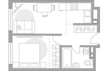 Планировка двухкомнатной(квартира) площадью 41.07 квадратных метров в ЖК “ЖК Гранель Коломенское”