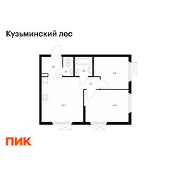 Планировка двухкомнатной(квартира) площадью 46.9 квадратных метров в ЖК “ЖК Кузьминский лес”