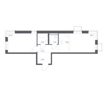 Планировка однокомнатной(квартира) площадью 46.54 квадратных метров в “ЖК Квартал Западный”