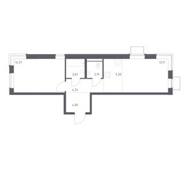 Планировка однокомнатной(квартира) площадью 46.54 квадратных метров в ЖК “ЖК Квартал Западный”