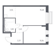 Планировка однокомнатной(квартира) площадью 38 квадратных метров в “ЖК Рублевский Квартал”