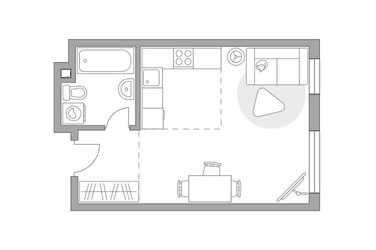 Планировка студии(квартира) площадью 33.98 квадратных метров в ЖК “ЖК Гранель Коломенское”