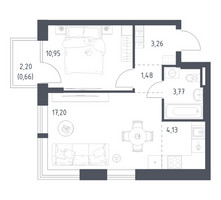 Планировка однокомнатной(квартира) площадью 41.45 квадратных метров в “ЖК Квартал Авиаторов”