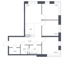 Планировка трехкомнатной(квартира) площадью 68.21 квадратных метров в “ЖК Цветочные Поляны”