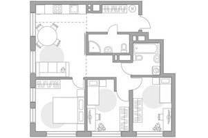 Планировка 4+ комнатной(квартира) площадью 76.85 квадратных метров в “ЖК Гранель Коломенское”