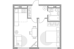 Планировка двухкомнатной(квартира) площадью 41.2 квадратных метров в “ЖК Бригантина”