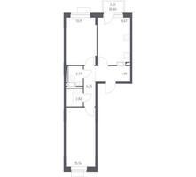 Планировка двухкомнатной(квартира) площадью 57.52 квадратных метров в “ЖК Пятницкие луга”