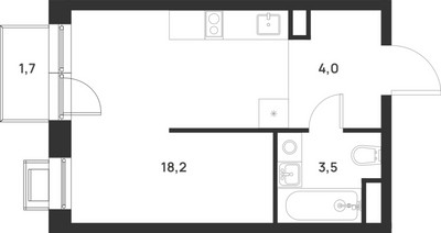 Планировка студии(квартира) площадью 26.2 квадратных метров в ЖК “ЖК Форевиль”