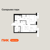 Планировка однокомнатной(квартира) площадью 35 квадратных метров в “ЖК Саларьево парк”