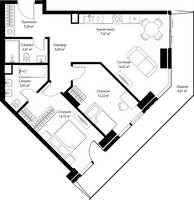 Планировка двухкомнатной(квартира) площадью 81.83 квадратных метров в “ЖК Джойс”