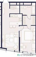 Планировка однокомнатной(квартира) площадью 54.3 квадратных метров в “ЖК Союз (СВАО)”