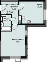 Планировка однокомнатной(квартира) площадью 45.5 квадратных метров в “ЖК Соболевка”
