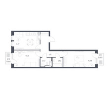 Планировка двухкомнатной(квартира) площадью 58.38 квадратных метров в “ЖК Большое Путилково”