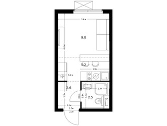 Планировка студии(квартира) площадью 19.8 квадратных метров в ЖК “ЖК Волжский Парк”