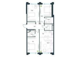 Планировка 4+ комнатной(квартира) площадью 92.4 квадратных метров в “ЖК Level Бауманская”