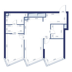 Планировка двухкомнатной(квартира) площадью 71.5 квадратных метров в ЖК “ЖК ХАЙДАУТ”