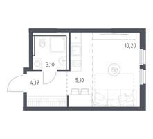 Планировка студии(квартира) площадью 22.57 квадратных метров в “ЖК Пригород Лесное”