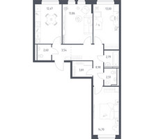 Планировка трехкомнатной(квартира) площадью 78.26 квадратных метров в “ЖК Новое Видное”