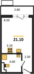 Планировка студии(квартира) площадью 21.1 квадратных метров в ЖК “ЖК Деснаречье”