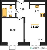 Планировка однокомнатной(квартира) площадью 31.8 квадратных метров в “ЖК Люберцы”