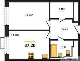 Планировка однокомнатной(квартира) площадью 37.2 квадратных метров в “ЖК Квартал Герцена”
